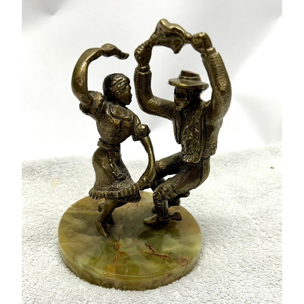 Vintage Dancing Couple Salsa Flamenco Sculpture on Marble Base (SH)